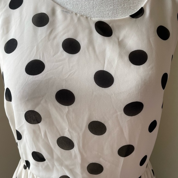 Forever 21 Size Small Sleeveless White Chiffon Dress With Polka Dots - Picture 3 of 6